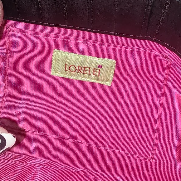 New Lorelei Framed Crocodile Large Clutch Handbag Dark Shimmery Brown - Picture 7 of 8